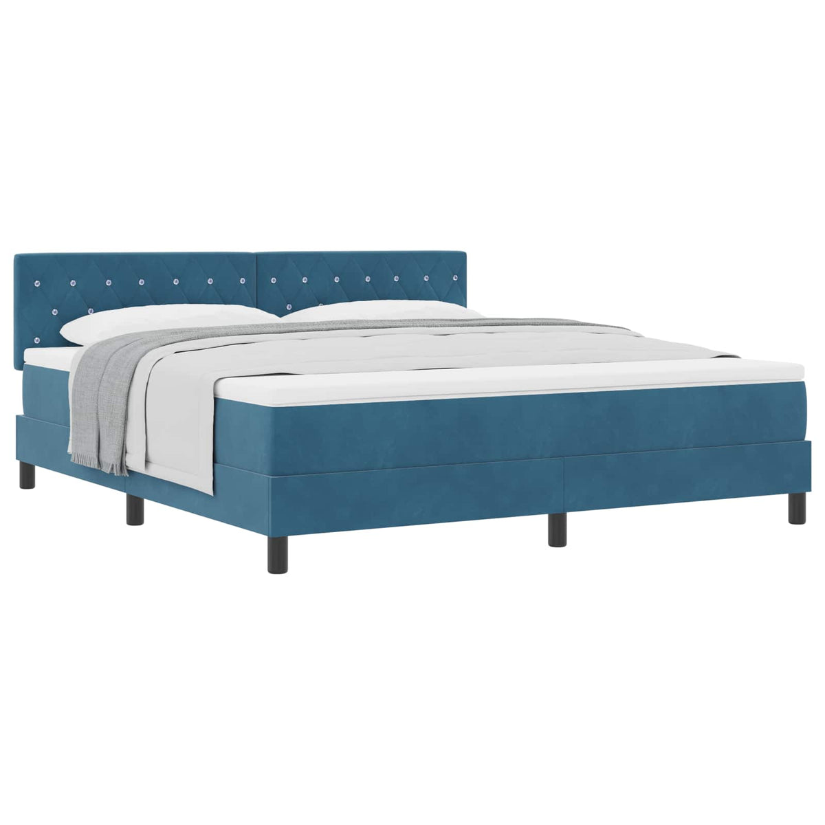 Lit à ressorts avec matelas Bleu foncé 180 x 200 cm Velours