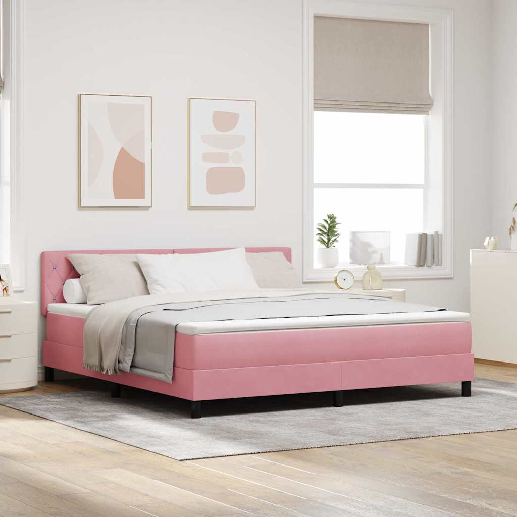 Lit à ressorts avec tête de lit Rose 180 x 200 cm Velours - XIOS