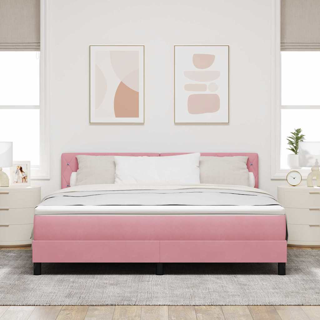 Lit à ressorts avec tête de lit Rose 180 x 200 cm Velours - XIOS