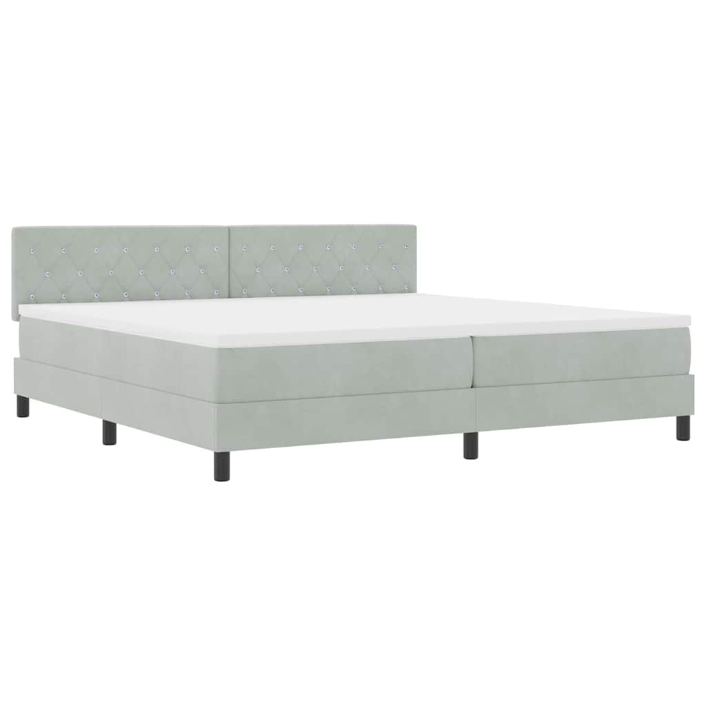Lit à ressorts avec matelas Gris clair 200 x 200 cm tissu - XIOS