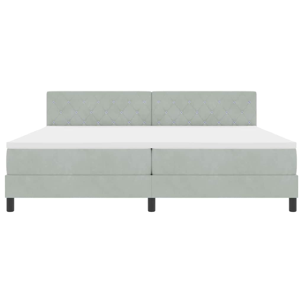 Lit à ressorts avec matelas Gris clair 200 x 200 cm tissu - XIOS