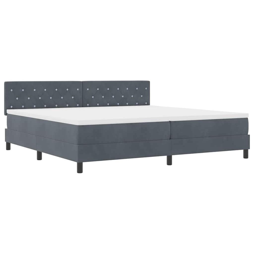 Lit à ressorts avec matelas Gris foncé 200 x 200 cm Velours - XIOS