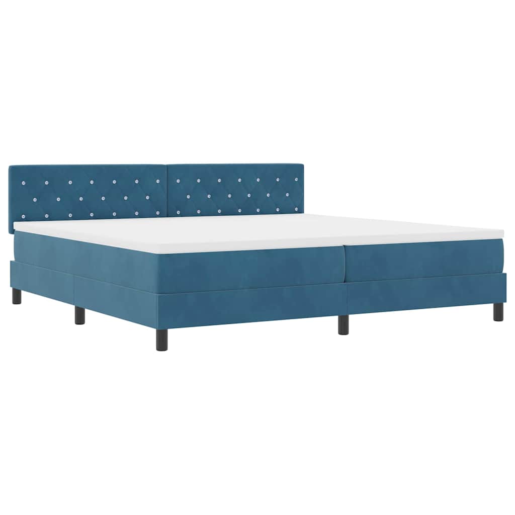 Lit à ressorts avec matelas Bleu foncé 200 x 200 cm tissu - XIOS