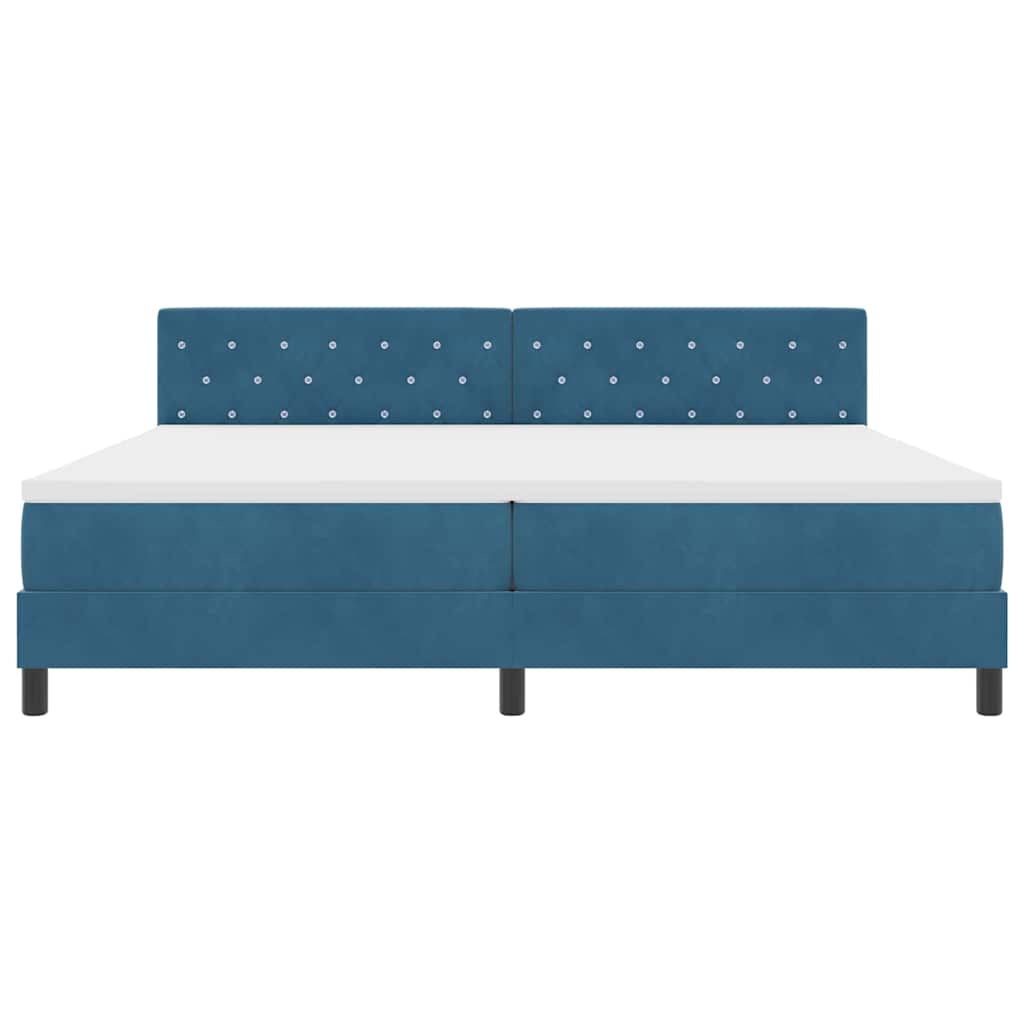 Lit à ressorts avec matelas Bleu foncé 200 x 200 cm tissu - XIOS
