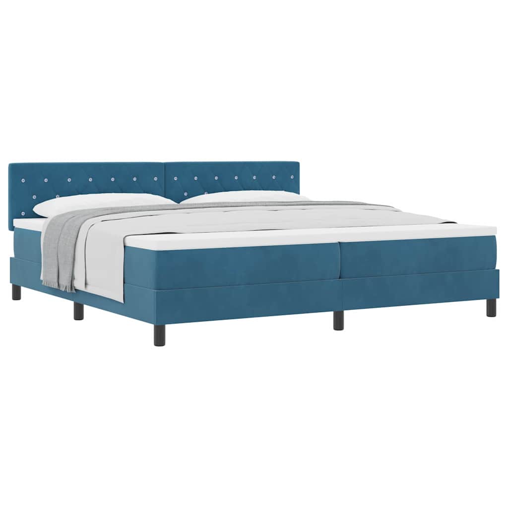 Lit à ressorts avec matelas Bleu foncé 200 x 200 cm tissu - XIOS