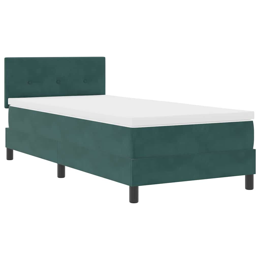 Lit à ressorts avec matelas Vert foncé 80 x 200 cm Velours