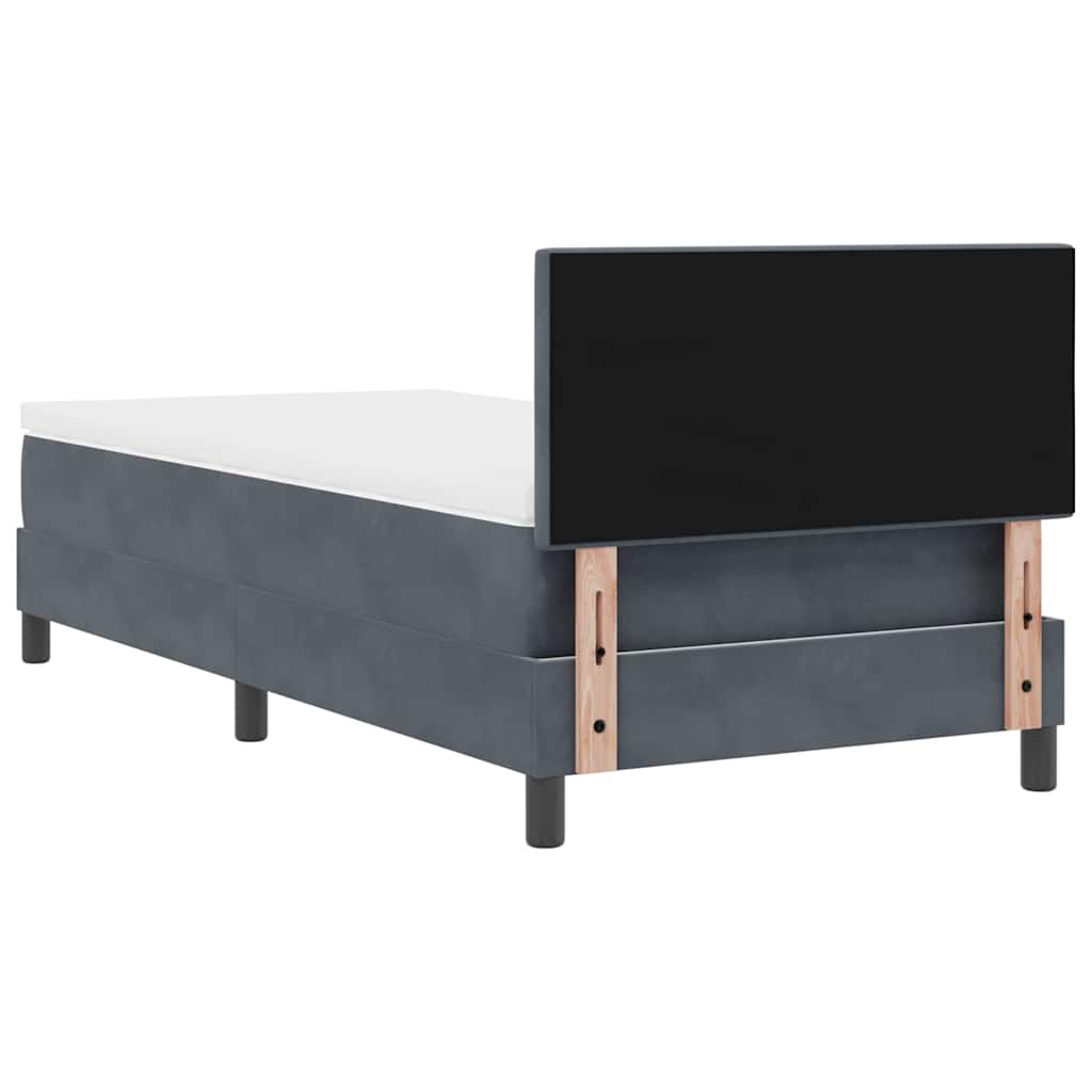 Lit à ressorts avec tête de lit Gris foncé 90 x 200 cm Velours - XIOS