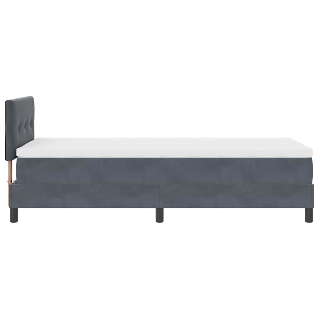 Lit à ressorts avec tête de lit Gris foncé 90 x 200 cm Velours - XIOS