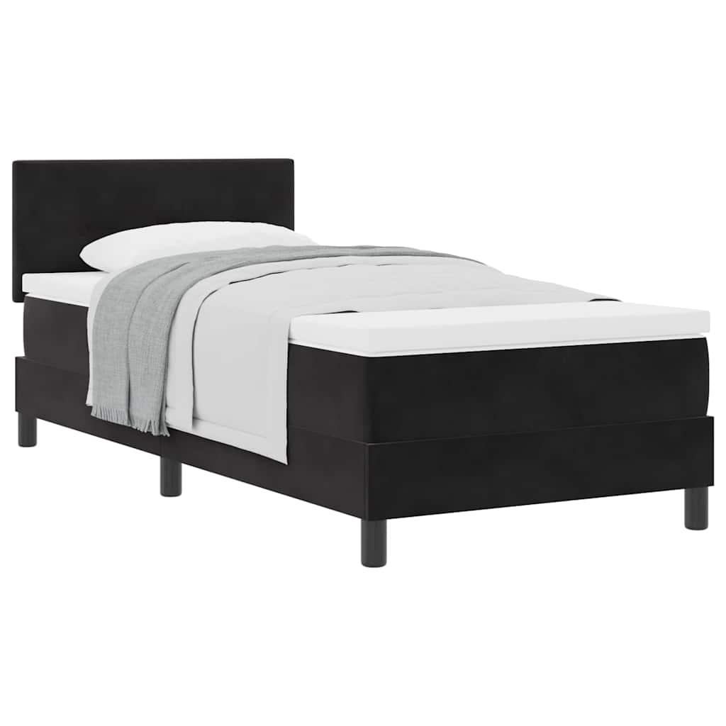 Lit à ressorts avec matelas avec matelas Noir 90 x 200 cm tissu - XIOS