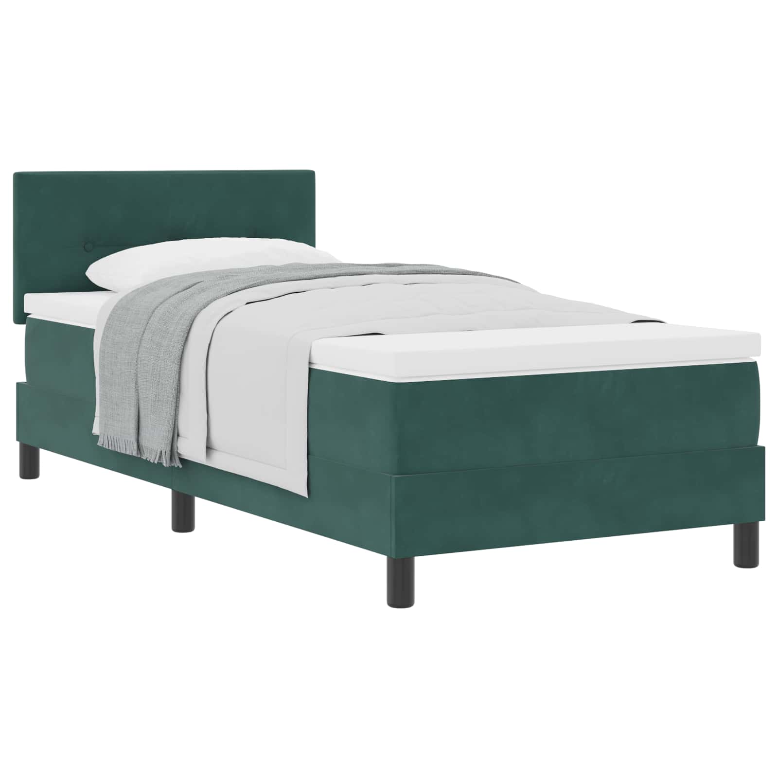 Lit à ressorts avec matelas Vert foncé 90 x 200 cm Velours - XIOS