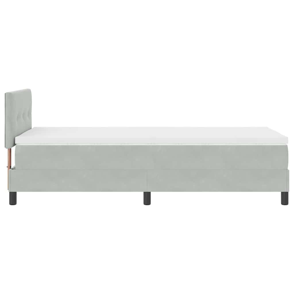 Lit à ressorts avec tête de lit Gris clair 100 x 200 cm Velours - XIOS