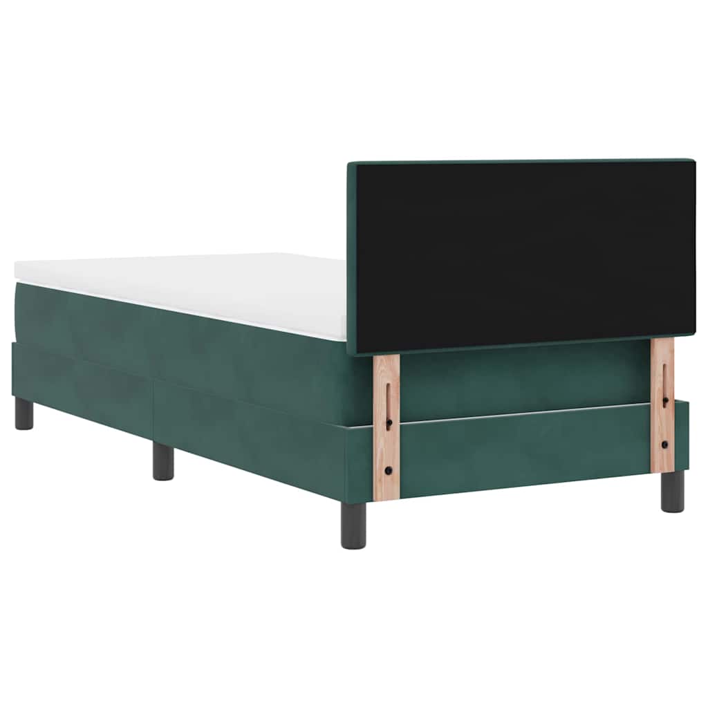 Lit à ressorts avec tête de lit Vert foncé 100 x 200 cm Velours