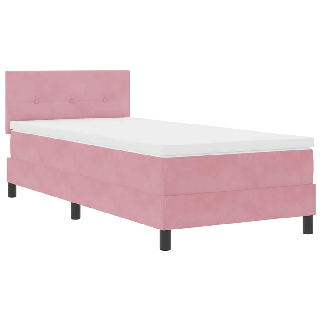 Lit à ressorts avec tête de lit Rose 100 x 200 cm Velours