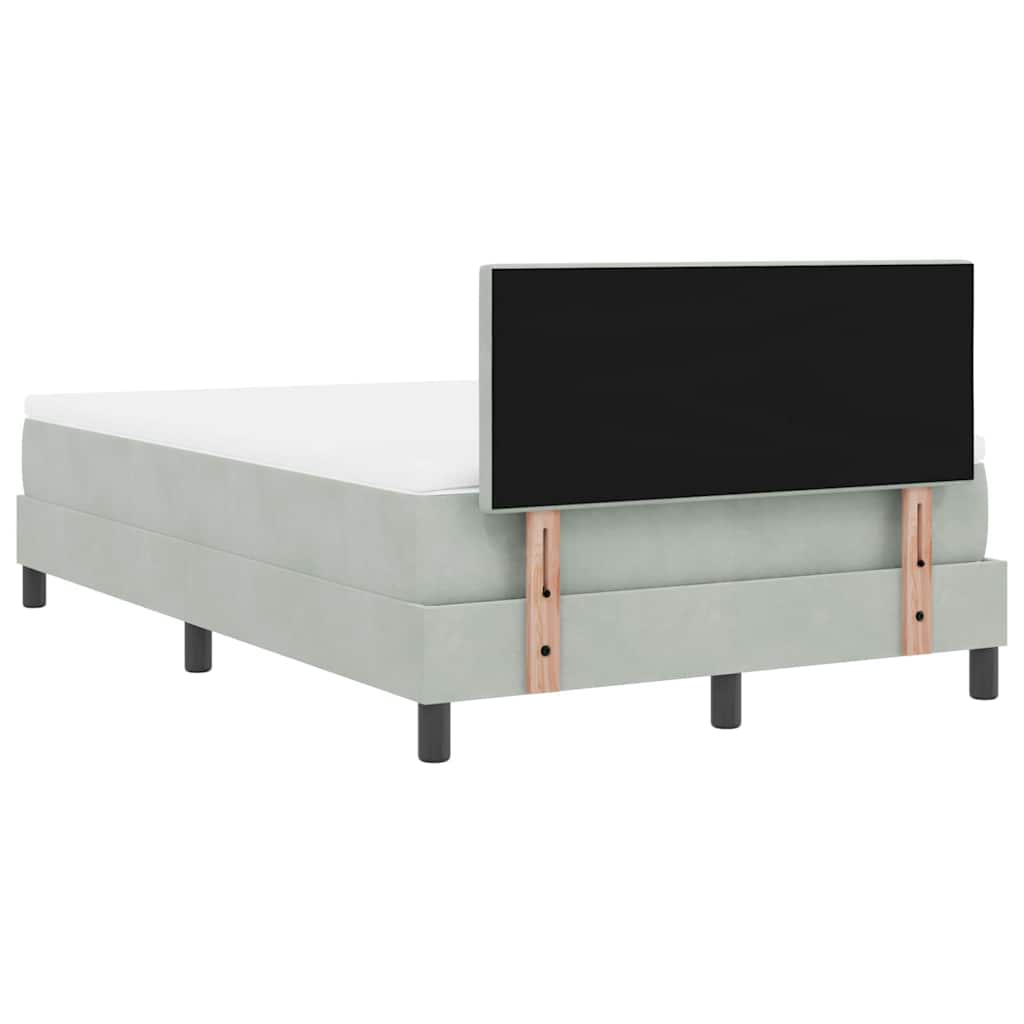 Lit à ressorts avec tête de lit Gris clair 120 x 190 cm Velours - XIOS