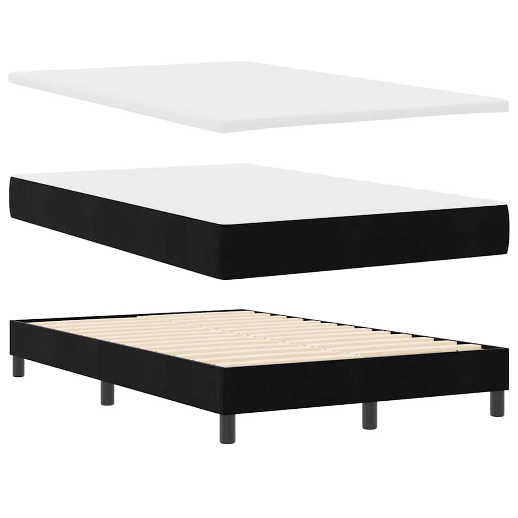 Lit à ressorts avec matelas Noir 120 x 190 cm Velours - XIOS