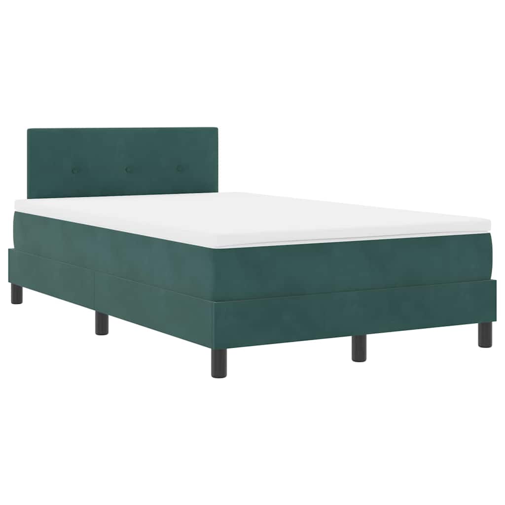 Lit à ressorts avec tête de lit Vert foncé 120 x 190 cm Velours
