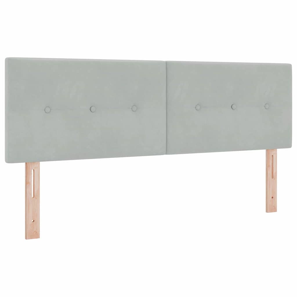 Lit à ressorts avec tête de lit Gris clair 140 x 190 cm Velours - XIOS
