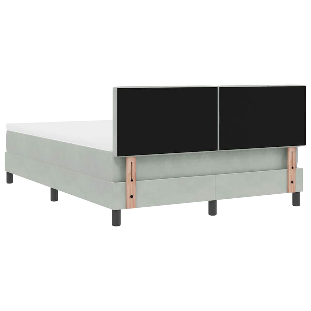 Lit à ressorts avec tête de lit Gris clair 140 x 190 cm Velours - XIOS