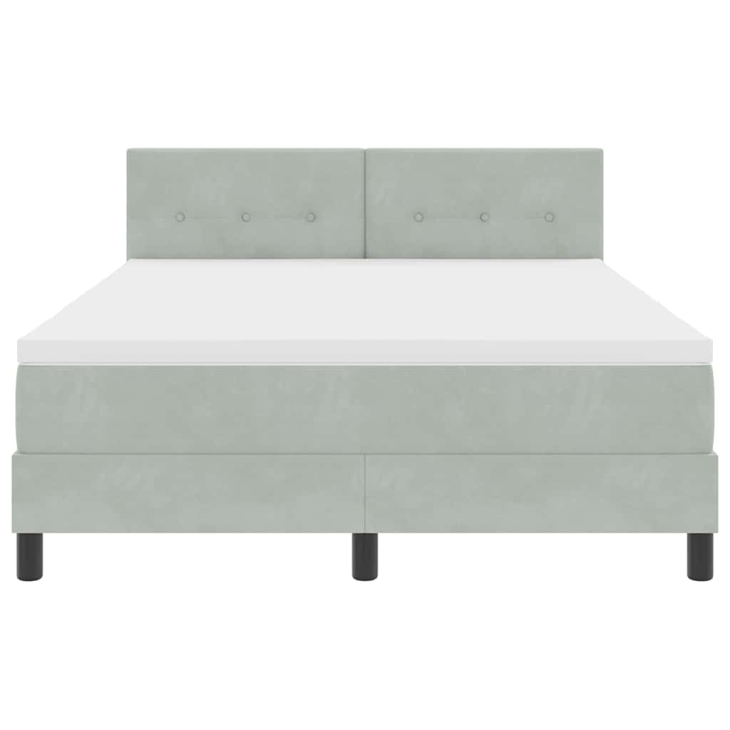 Lit à ressorts avec tête de lit Gris clair 140 x 190 cm Velours - XIOS