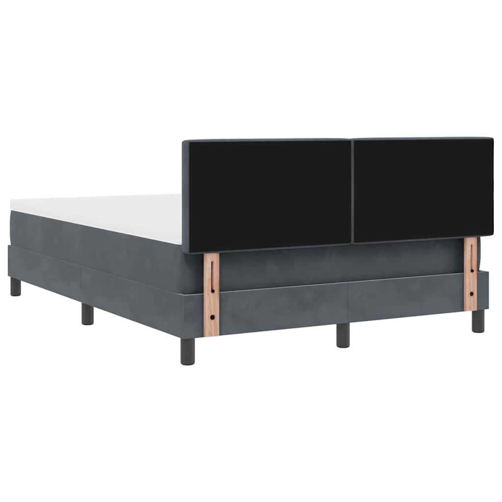 Lit à ressorts avec tête de lit Gris foncé 140 x 190 cm Velours - XIOS