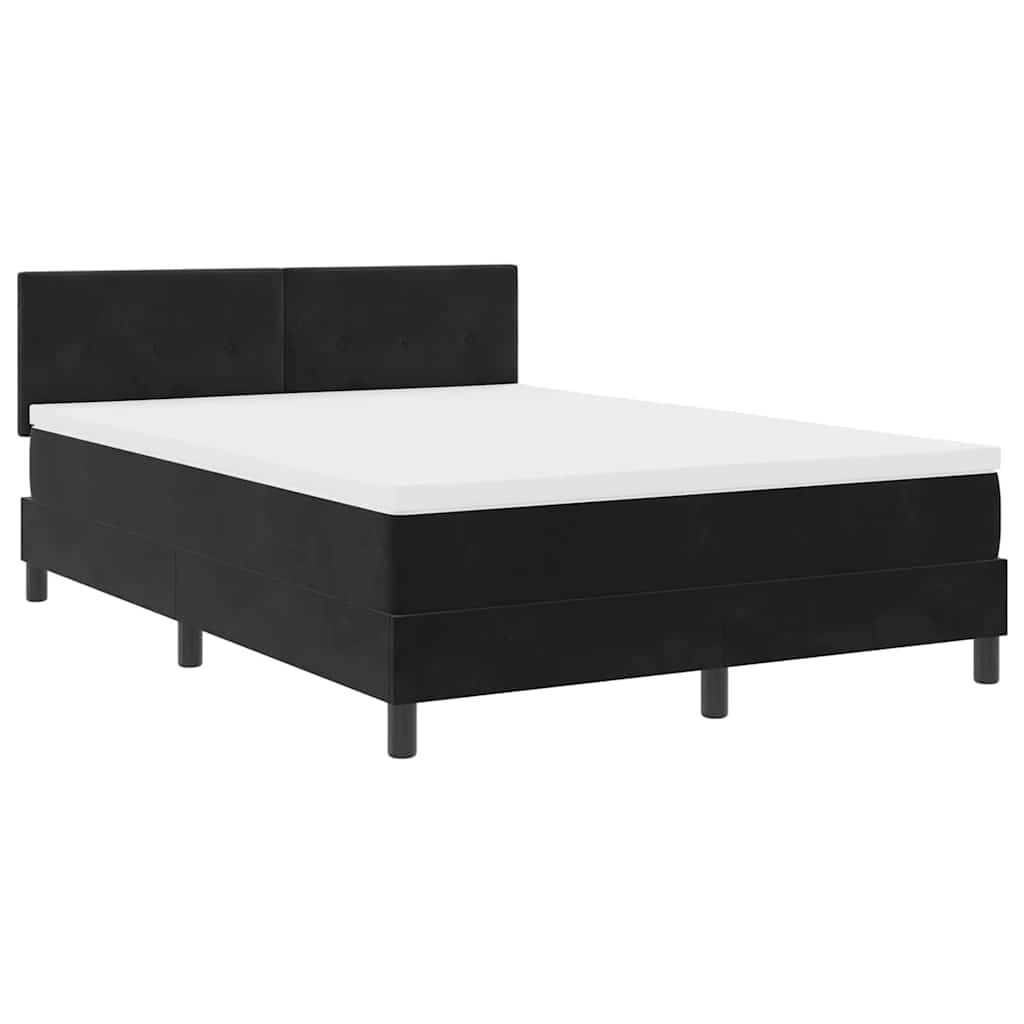 Lit à ressorts avec tête de lit Noir 140 x 190 cm Velours - XIOS
