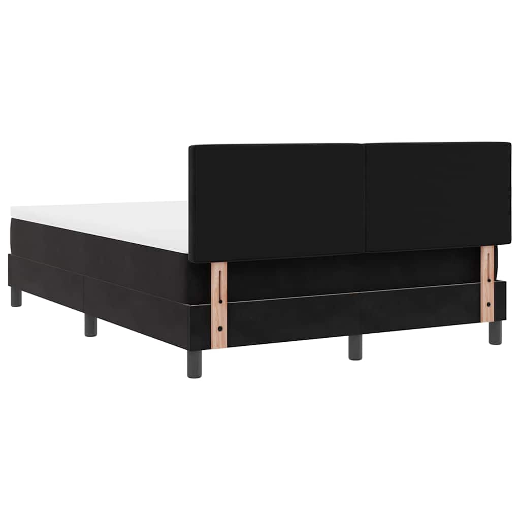 Lit à ressorts avec tête de lit Noir 140 x 190 cm Velours - XIOS