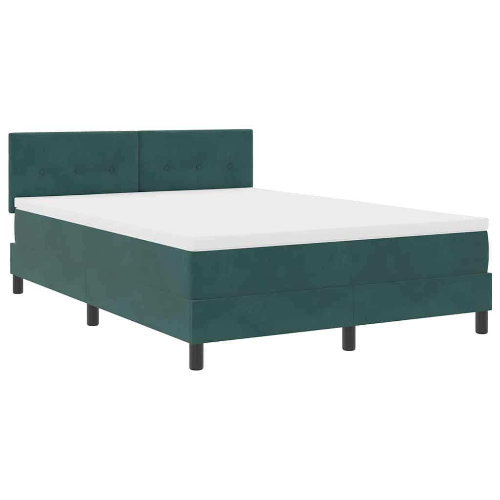 Lit à ressorts avec tête de lit Vert foncé 140 x 190 cm Velours - XIOS
