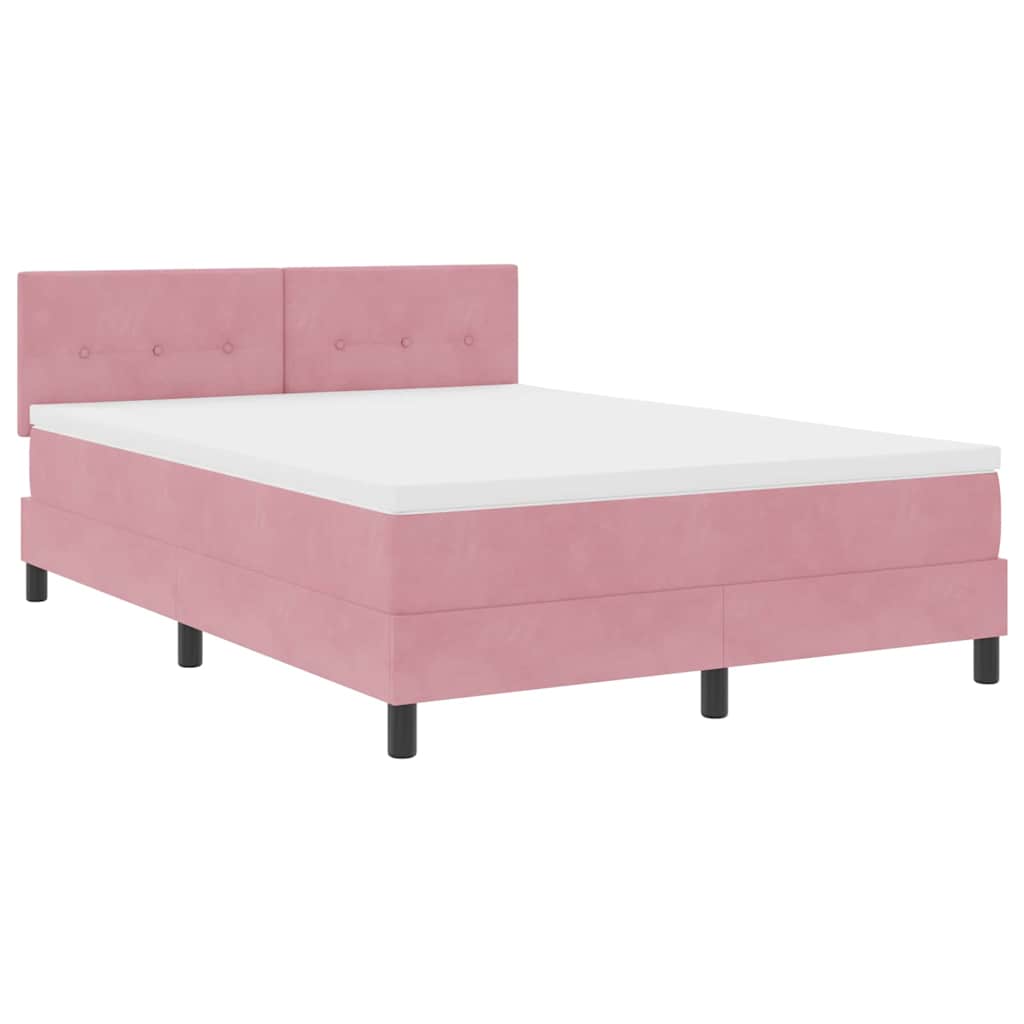 Lit à ressorts avec tête de lit Rose 140 x 190 cm Velours - XIOS
