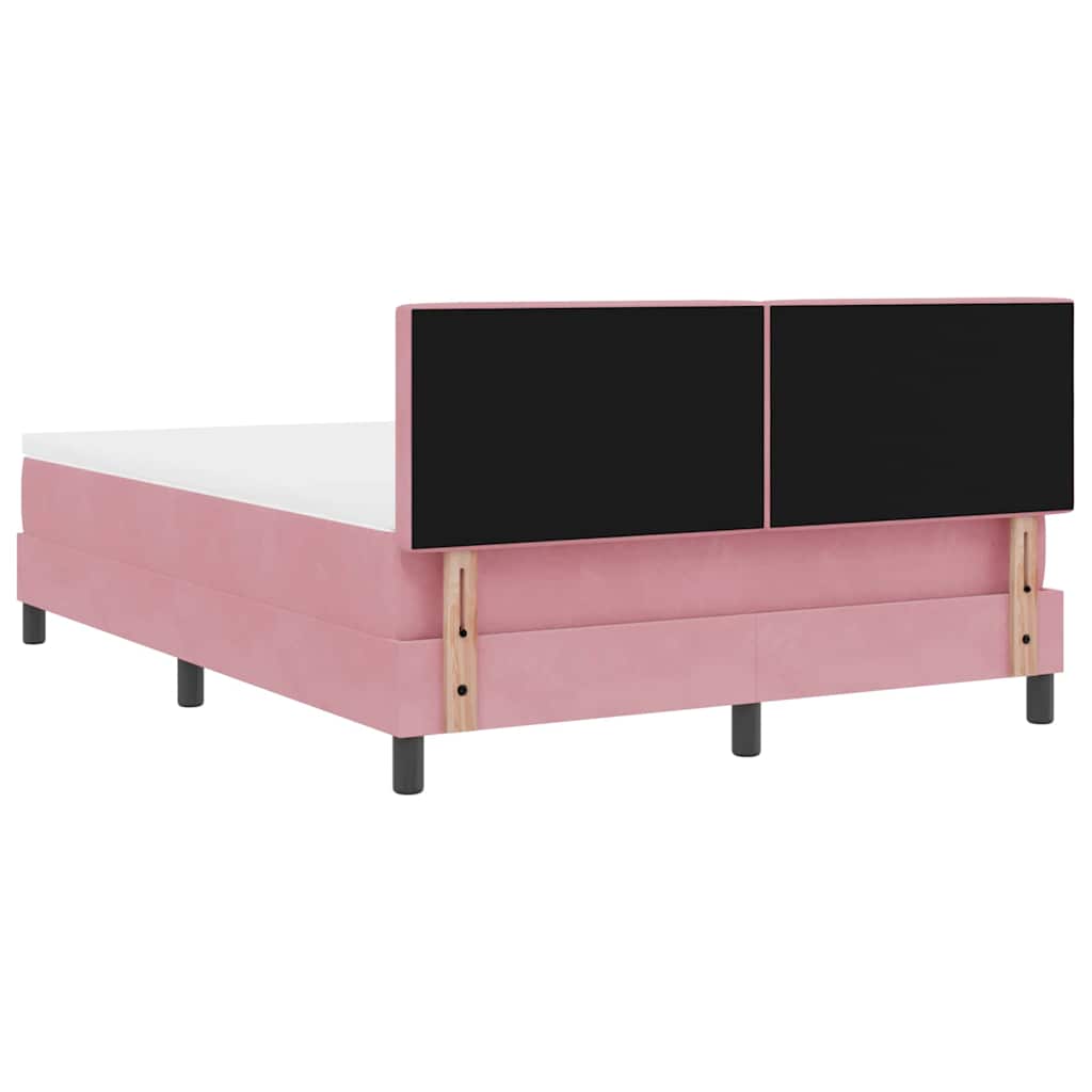 Lit à ressorts avec tête de lit Rose 140 x 190 cm Velours - XIOS