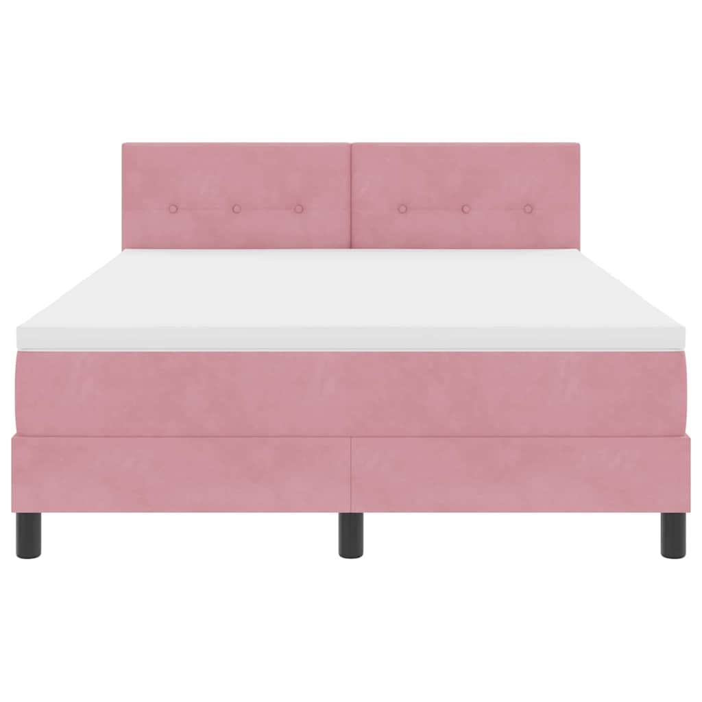 Lit à ressorts avec tête de lit Rose 140 x 190 cm Velours - XIOS