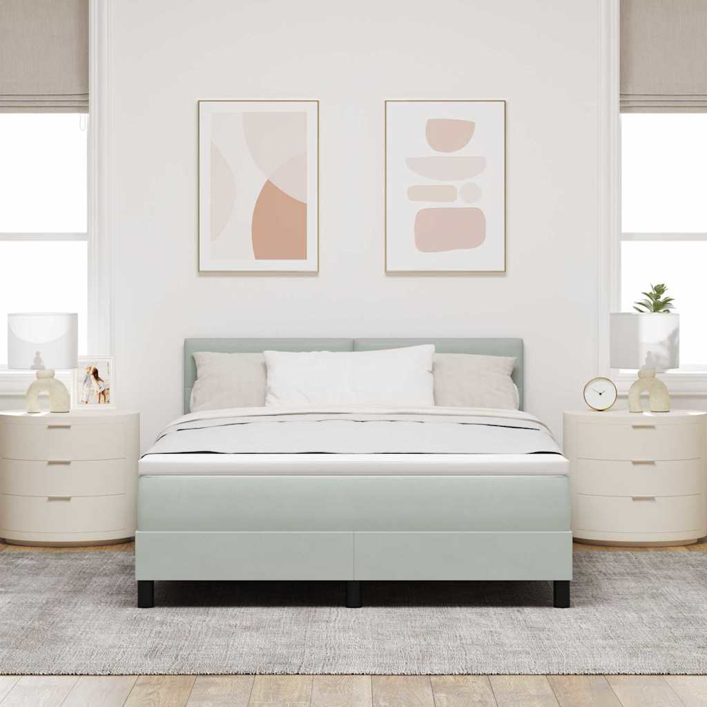 Lit à ressorts avec tête de lit Gris clair 140 x 200 cm Velours - XIOS