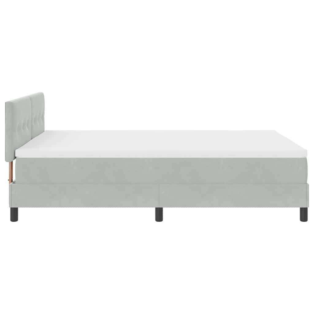 Lit à ressorts avec tête de lit Gris clair 140 x 200 cm Velours - XIOS