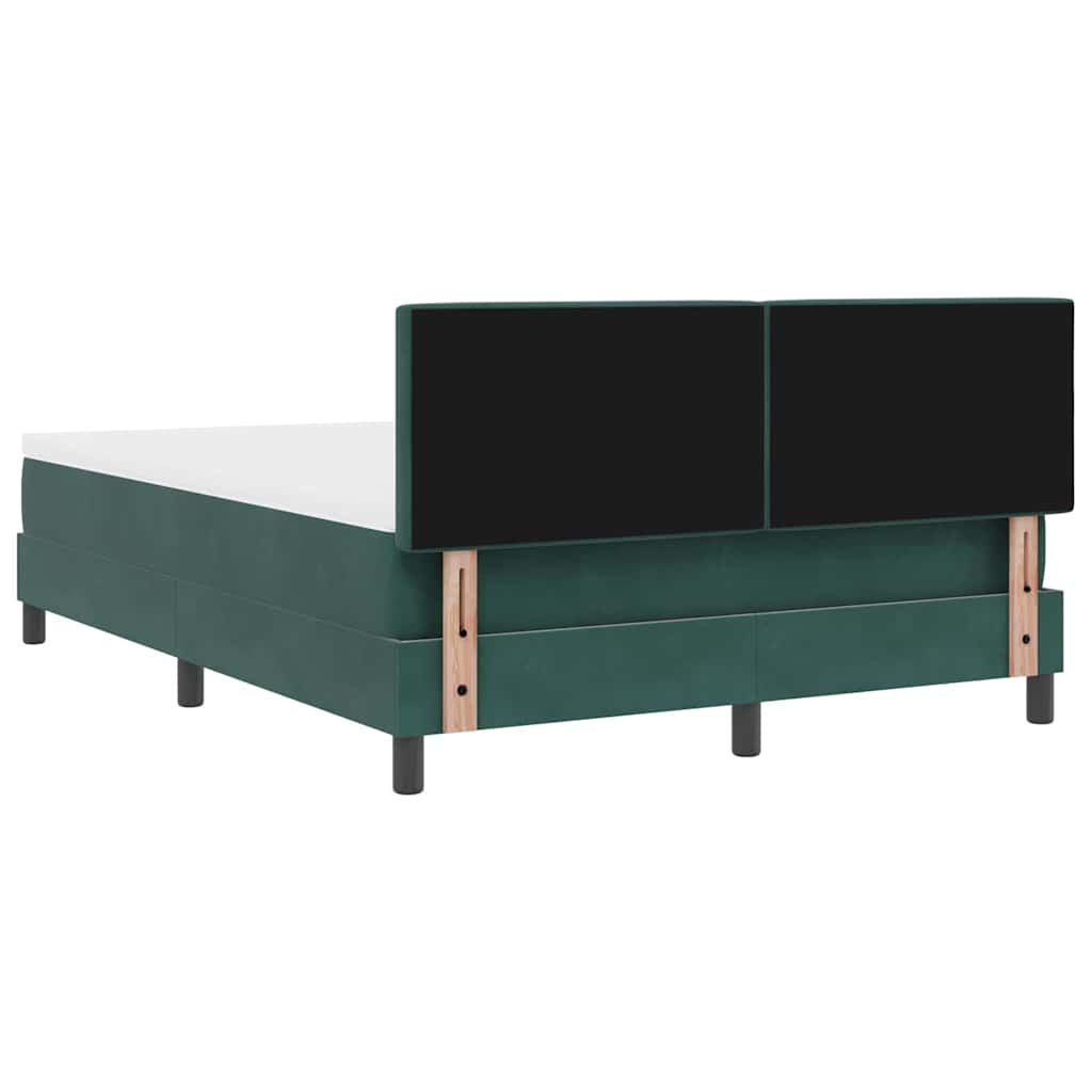 Lit à ressorts avec tête de lit Vert foncé 140 x 200 cm Velours - XIOS