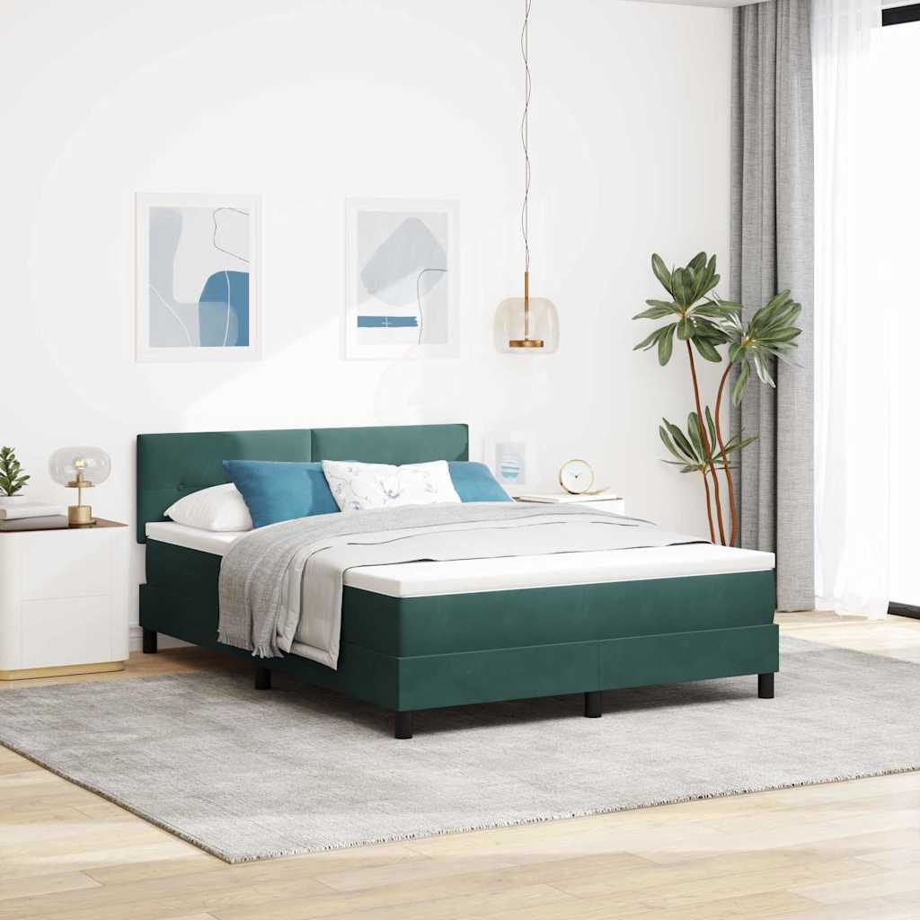 Lit à ressorts avec matelas Vert foncé 160 x 200 cm Velours - XIOS