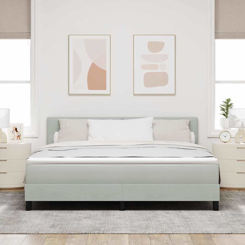 Lit à ressorts avec tête de lit Gris clair 180 x 200 cm Velours - XIOS