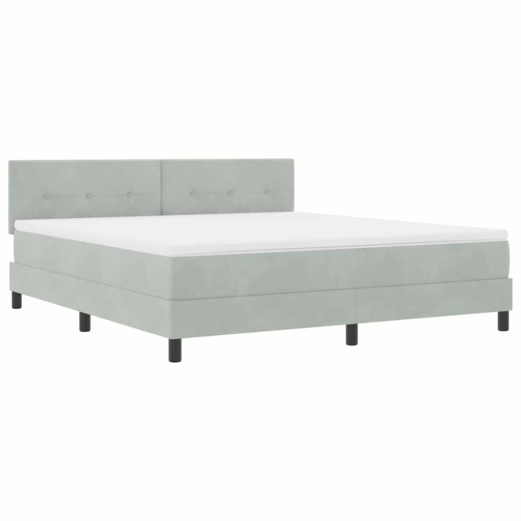 Lit à ressorts avec tête de lit Gris clair 180 x 200 cm Velours - XIOS