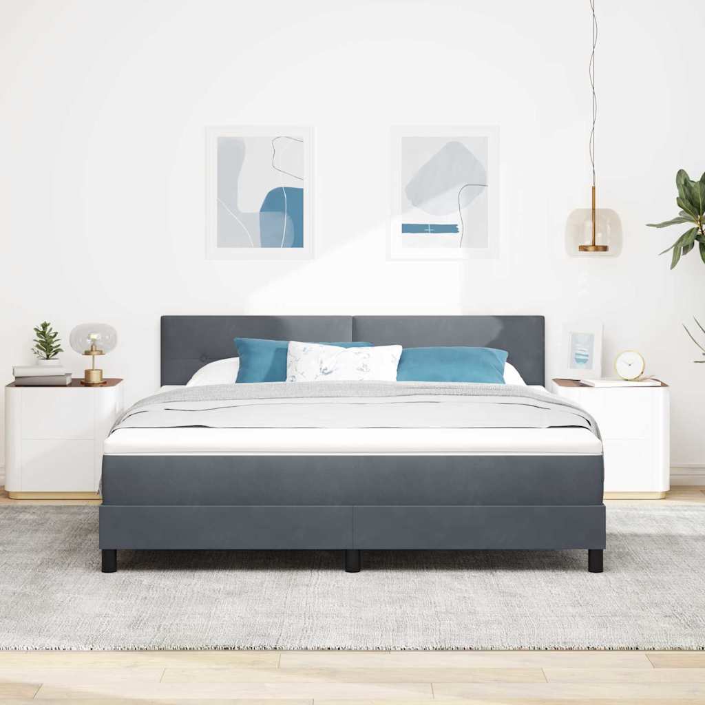 Lit à ressorts avec tête de lit Gris foncé 180 x 200 cm Velours - XIOS
