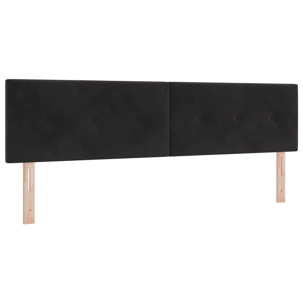 Lit à ressorts avec tête de lit Noir 180 x 200 cm Velours