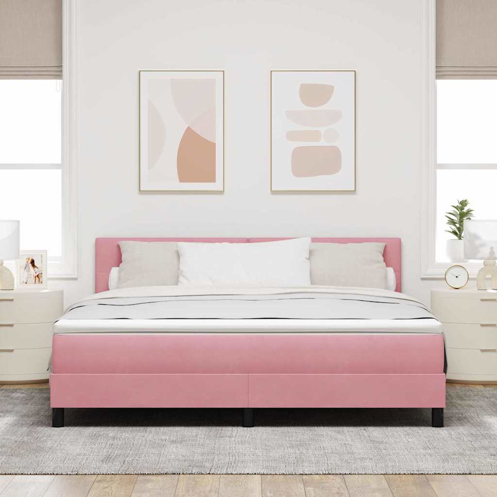 Lit à ressorts avec tête de lit Rose 180 x 200 cm Velours - XIOS