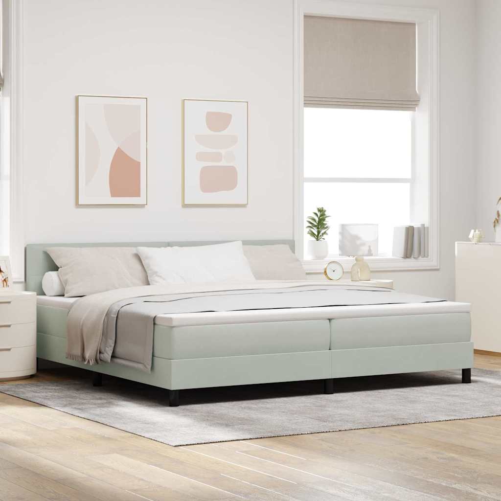 Lit à ressorts avec matelas Gris clair 200 x 200 cm tissu - XIOS