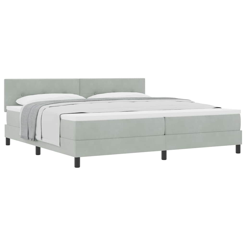 Lit à ressorts avec matelas Gris clair 200 x 200 cm tissu - XIOS