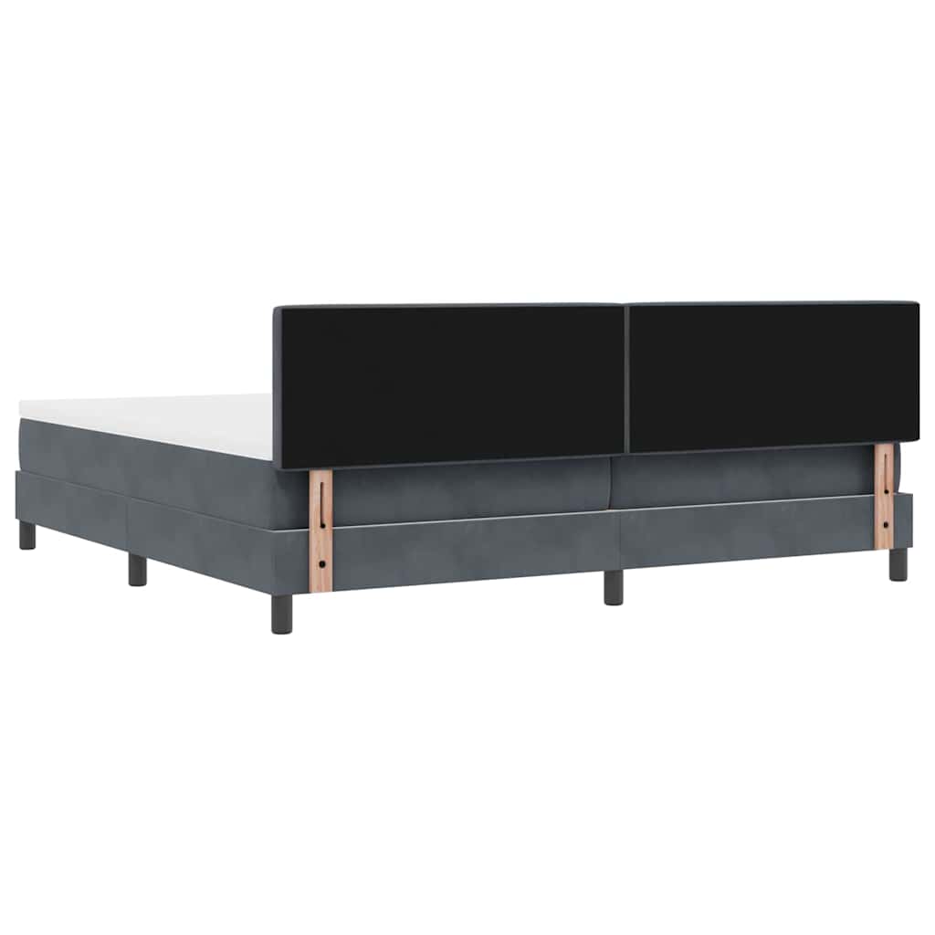 Lit à ressorts avec tête de lit Gris foncé 200 x 200 cm Velours