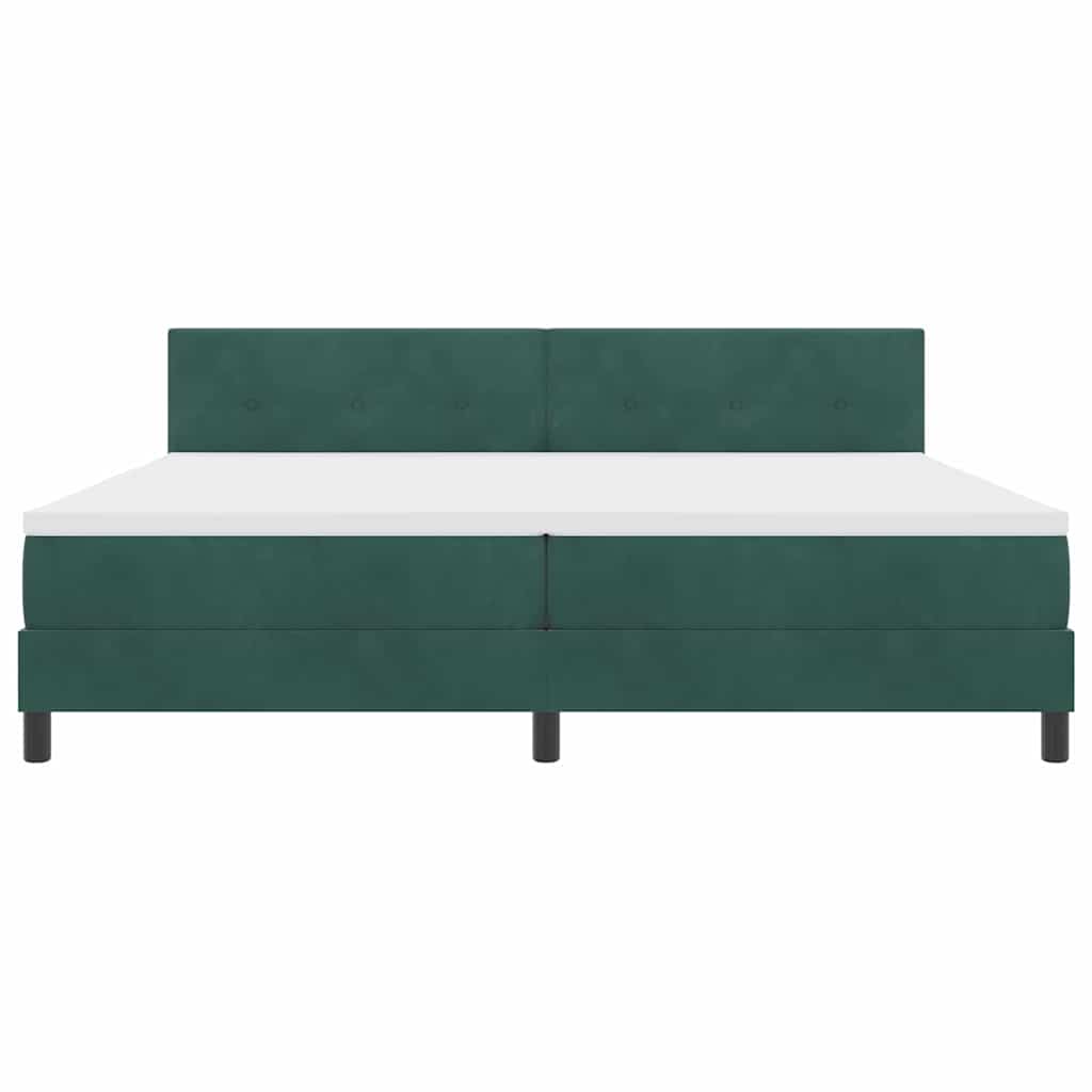 Lit à ressorts avec tête de lit Vert foncé 200 x 200 cm Velours