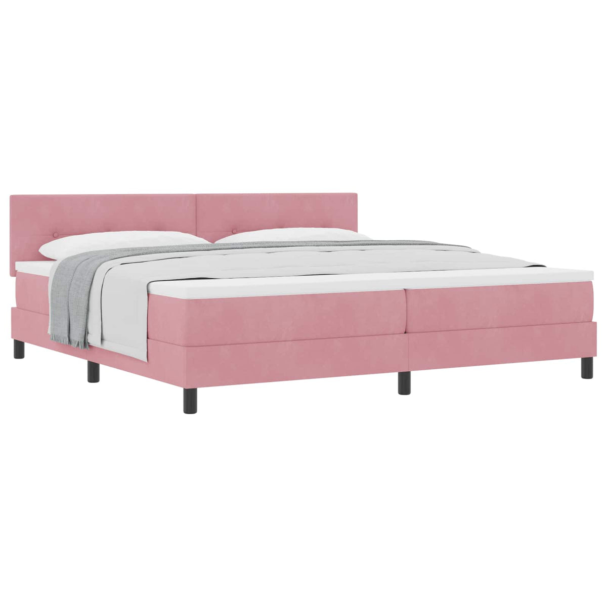 Lit à ressorts avec tête de lit Rose 200 x 200 cm Velours