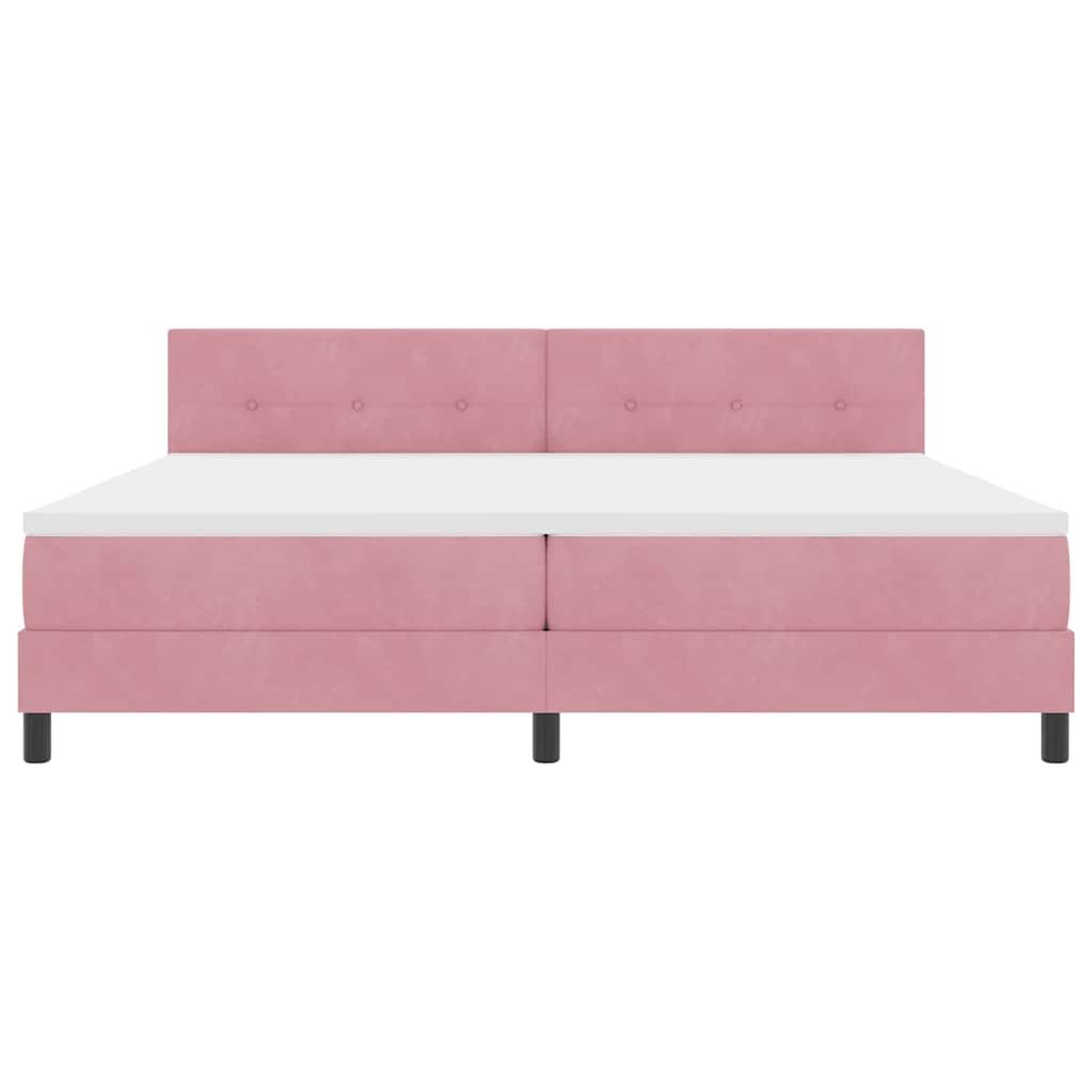 Lit à ressorts avec tête de lit Rose 200 x 200 cm Velours