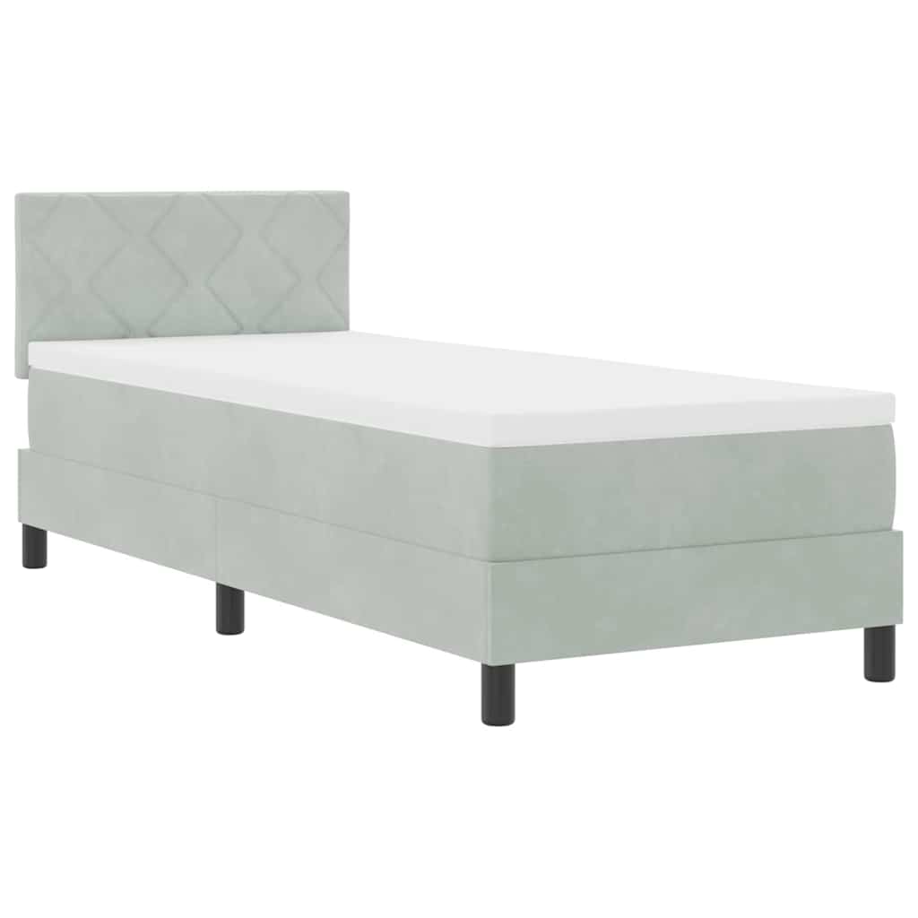 Lit à ressorts avec matelas Gris clair 80 x 200 cm tissu - XIOS