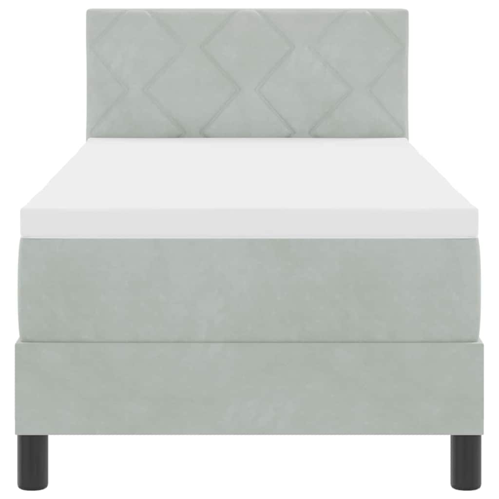 Lit à ressorts avec matelas Gris clair 80 x 200 cm tissu - XIOS