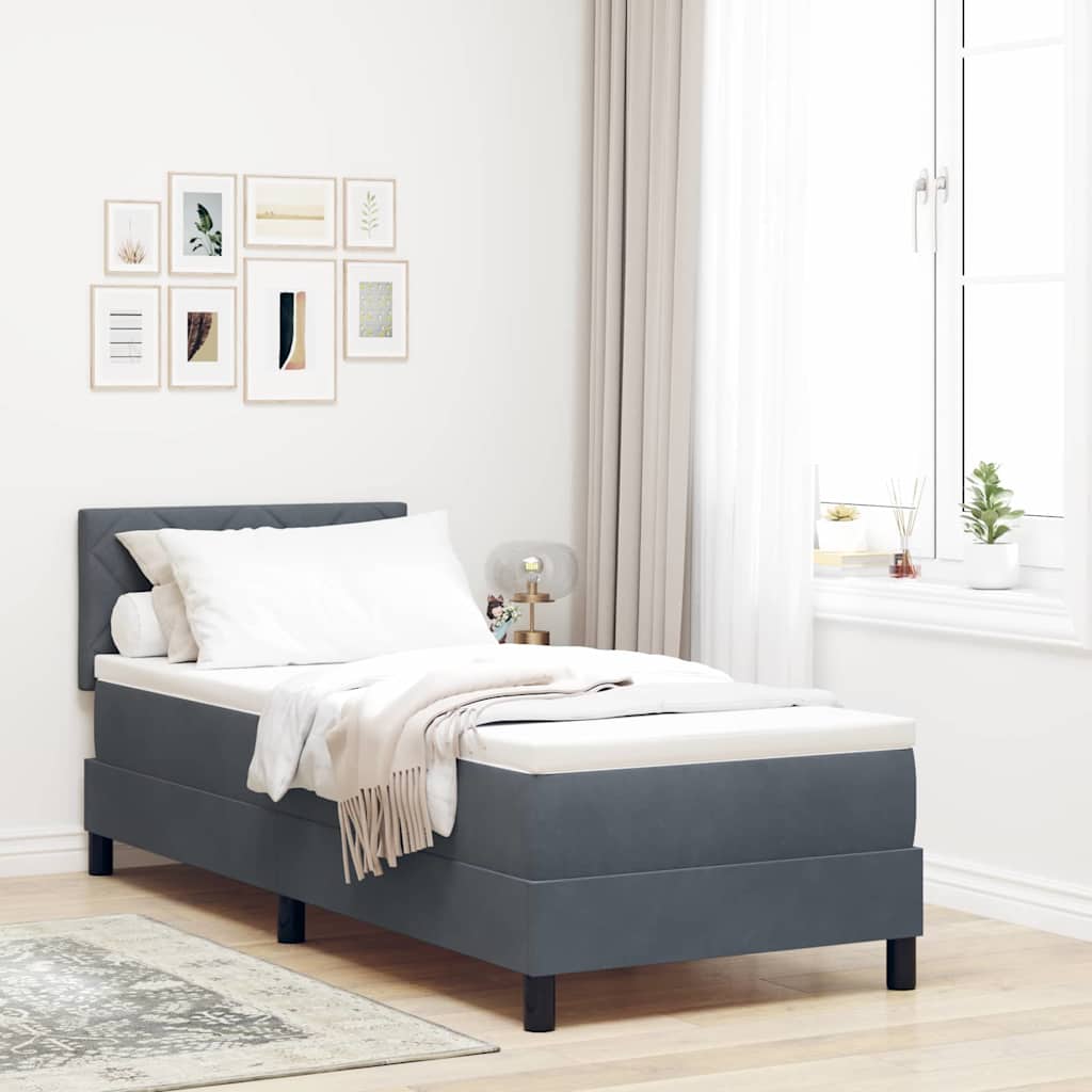 Lit à ressorts avec matelas Gris foncé 80 x 200 cm tissu - XIOS