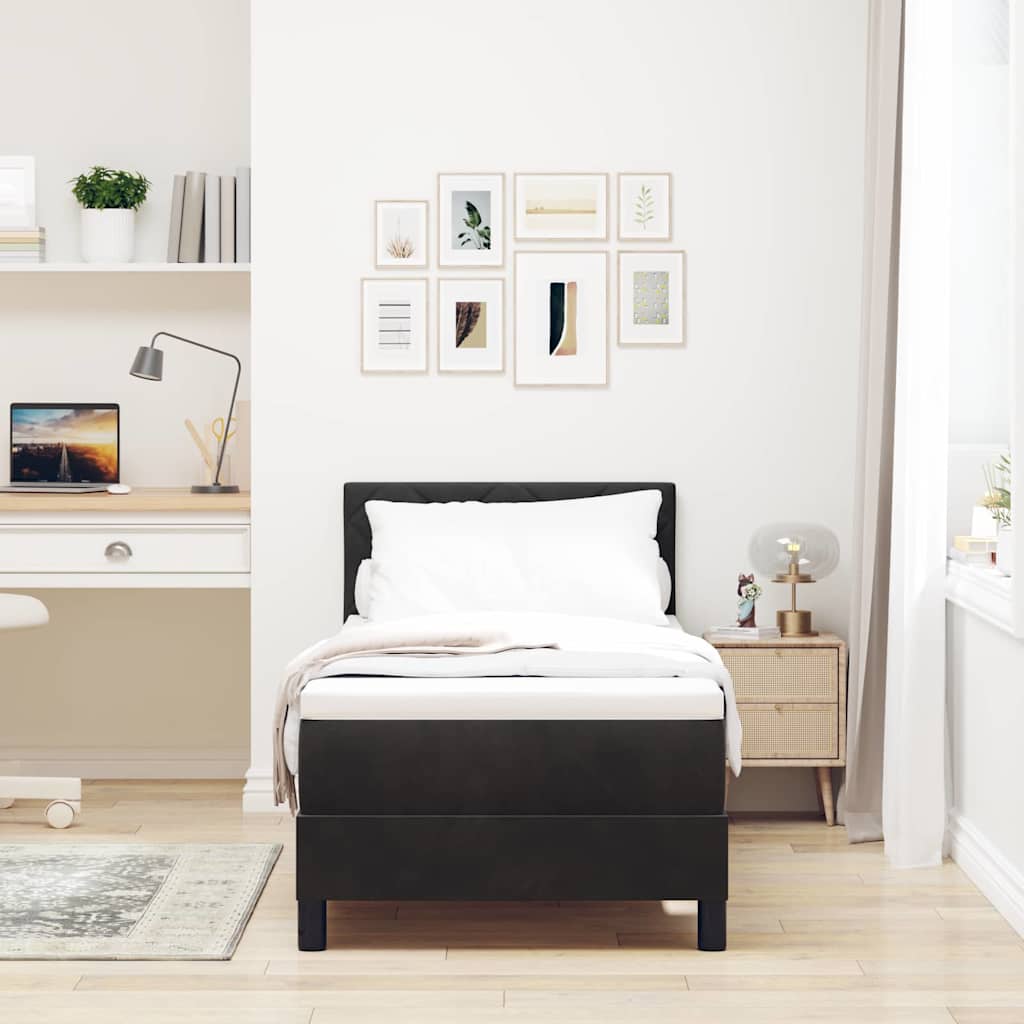 Lit à ressorts avec matelas avec matelas Noir 80 x 200 cm tissu - XIOS