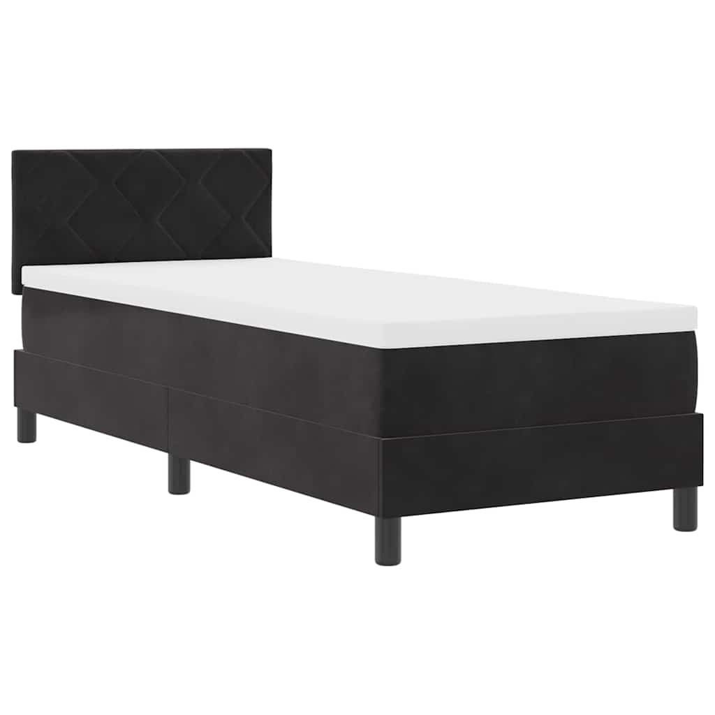 Lit à ressorts avec matelas avec matelas Noir 80 x 200 cm tissu - XIOS